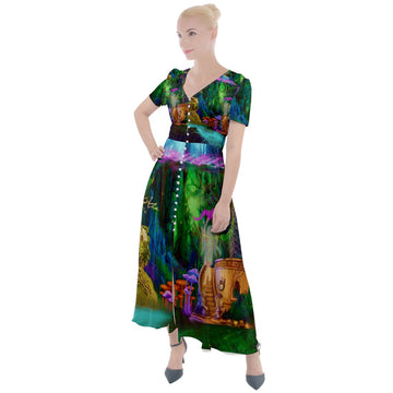 Feminine Energy Balance Button Up Short Sleeve Maxi Dress