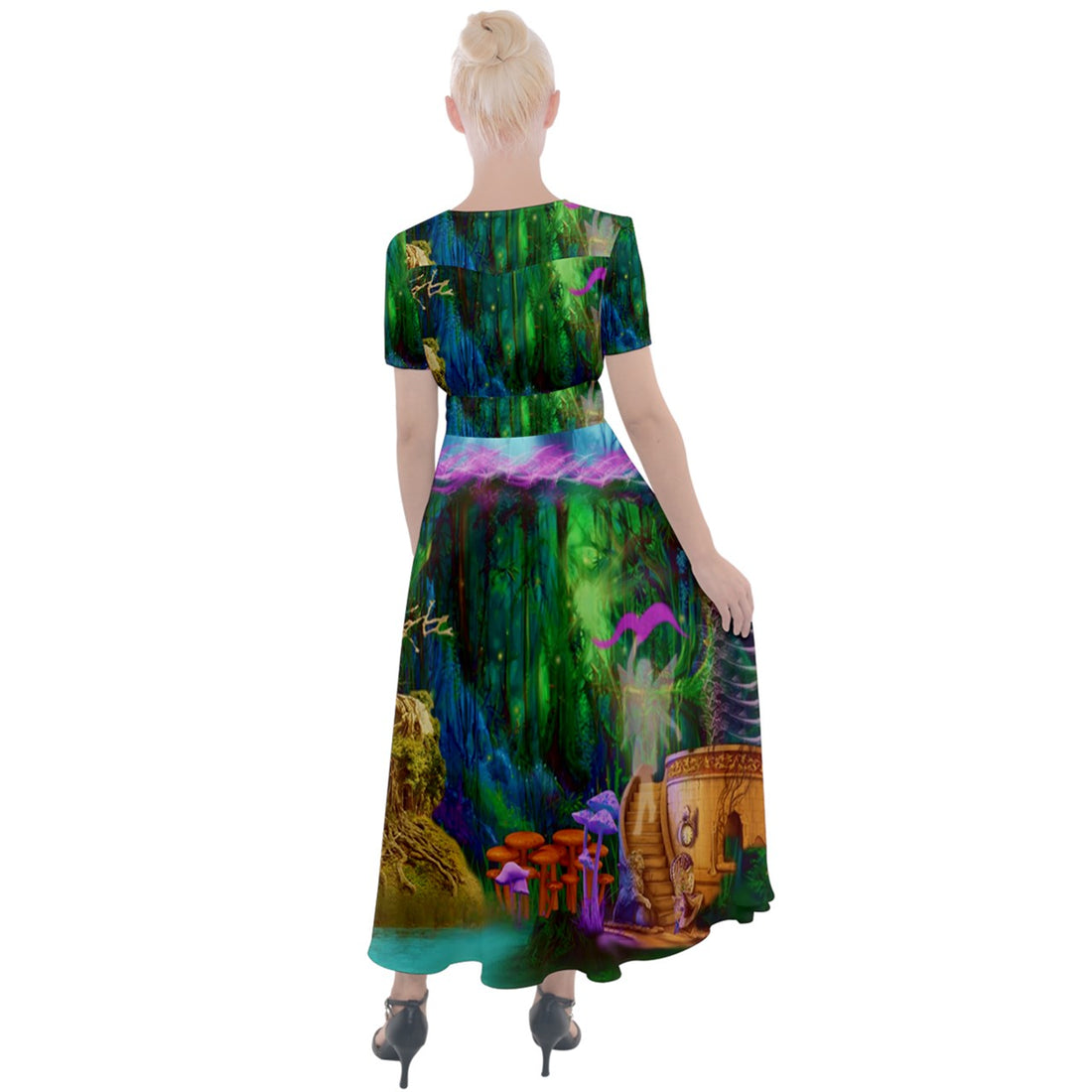 Feminine Energy Balance Button Up Short Sleeve Maxi Dress