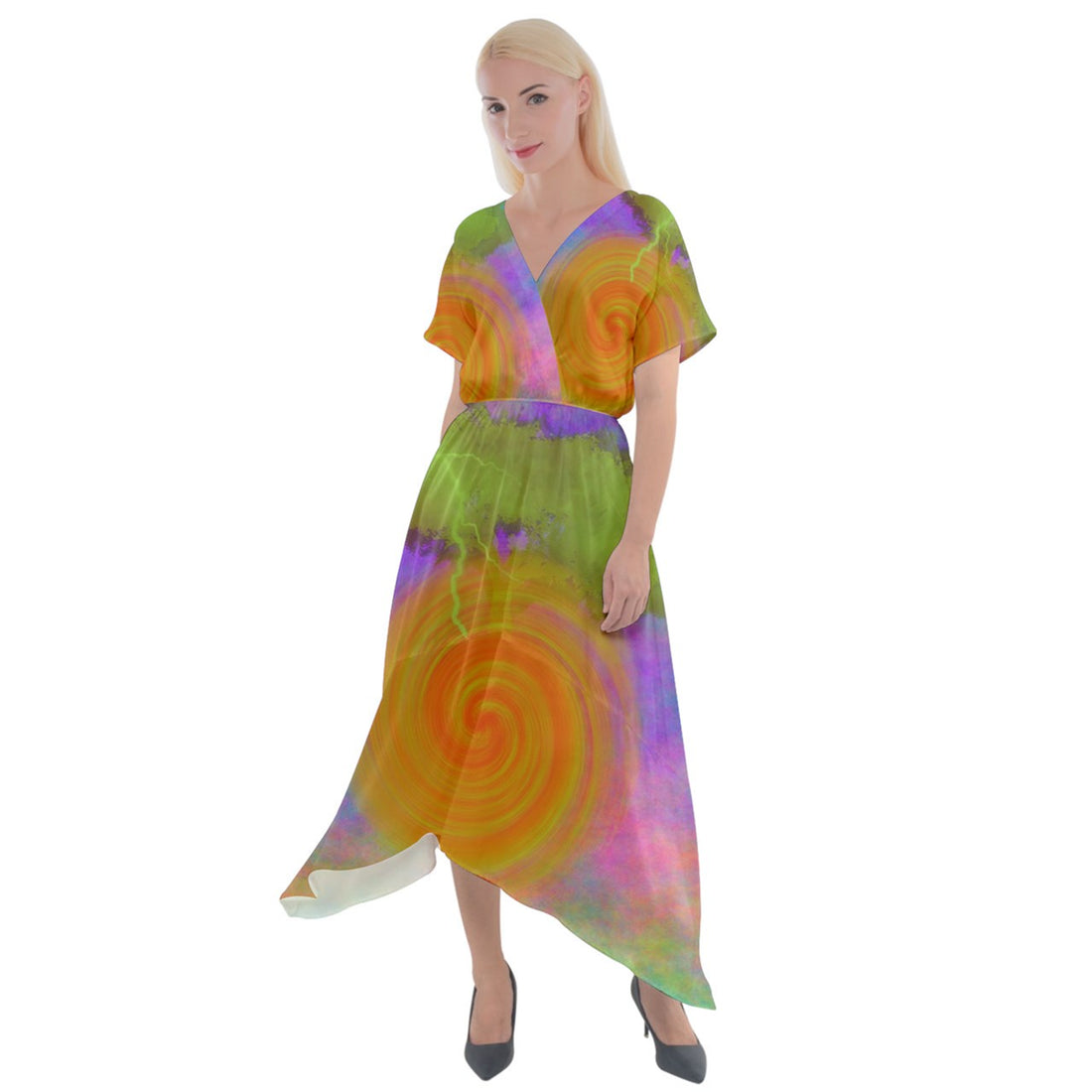 Heal Panic Attacks Cross Front Sharkbite Hem Maxi Dress