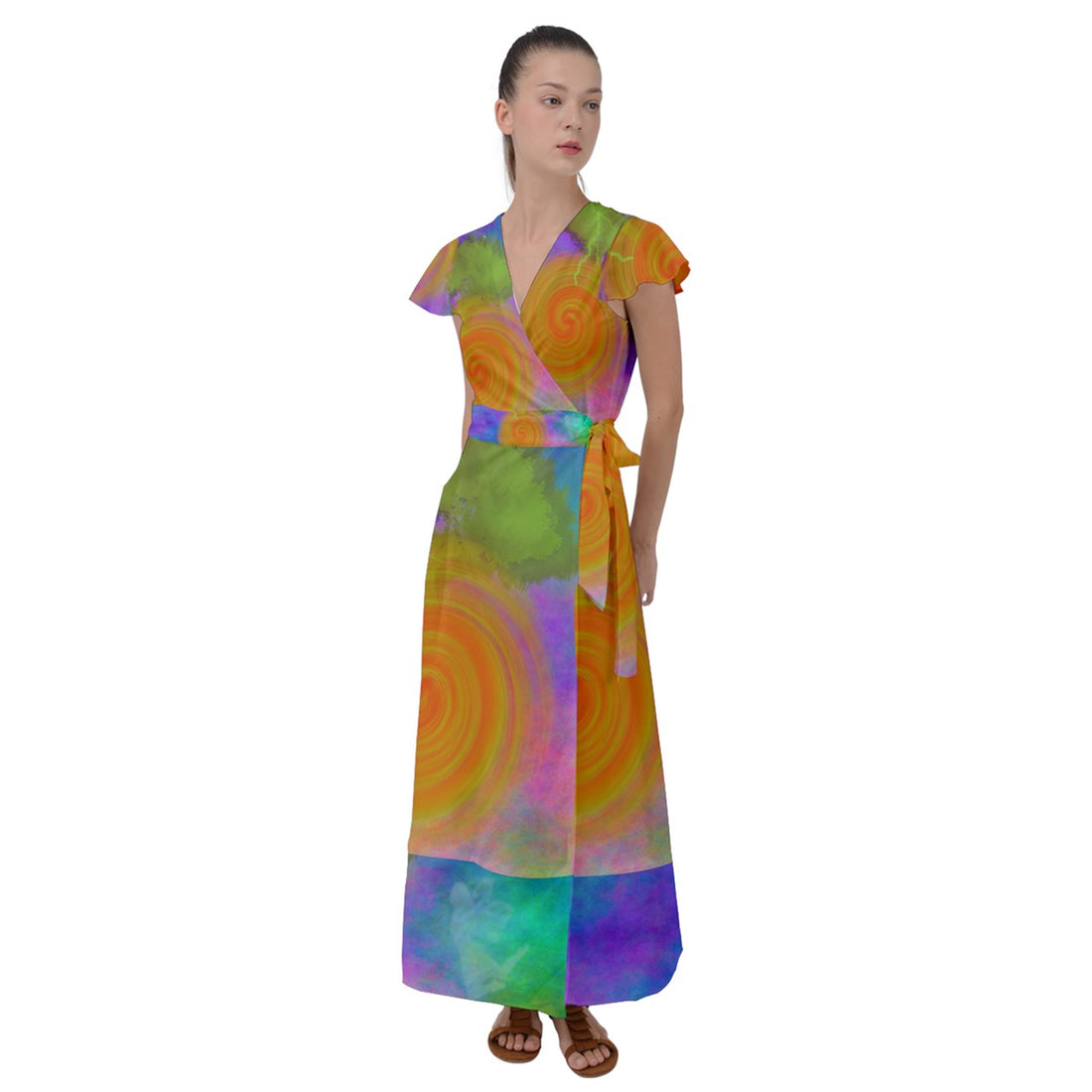 Heal Panic Attacks Flutter Sleeve Maxi Dress