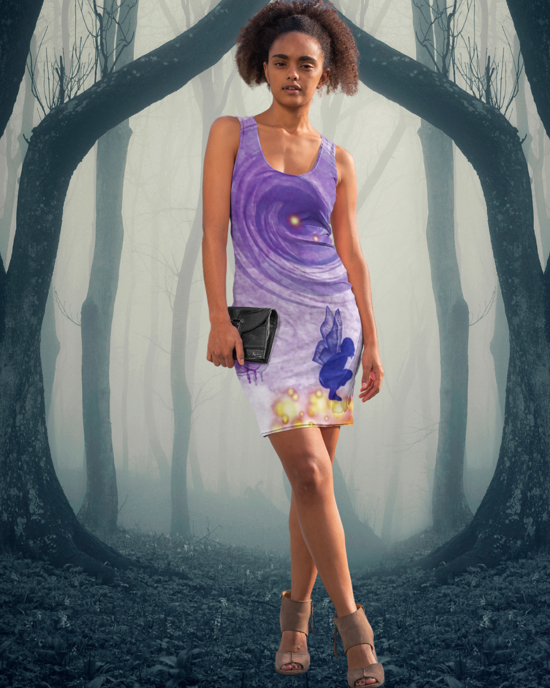 Aetherial Detox Frequency Purple Women's Cut & Sew Racerback Dress - Non Stretchy