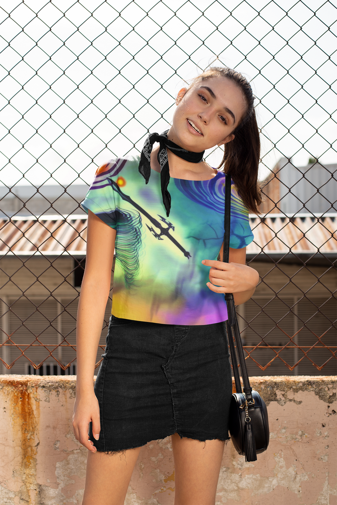 Anti Mind Control Green AOP Crop Tee