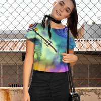 Anti Mind Control Green AOP Crop Tee