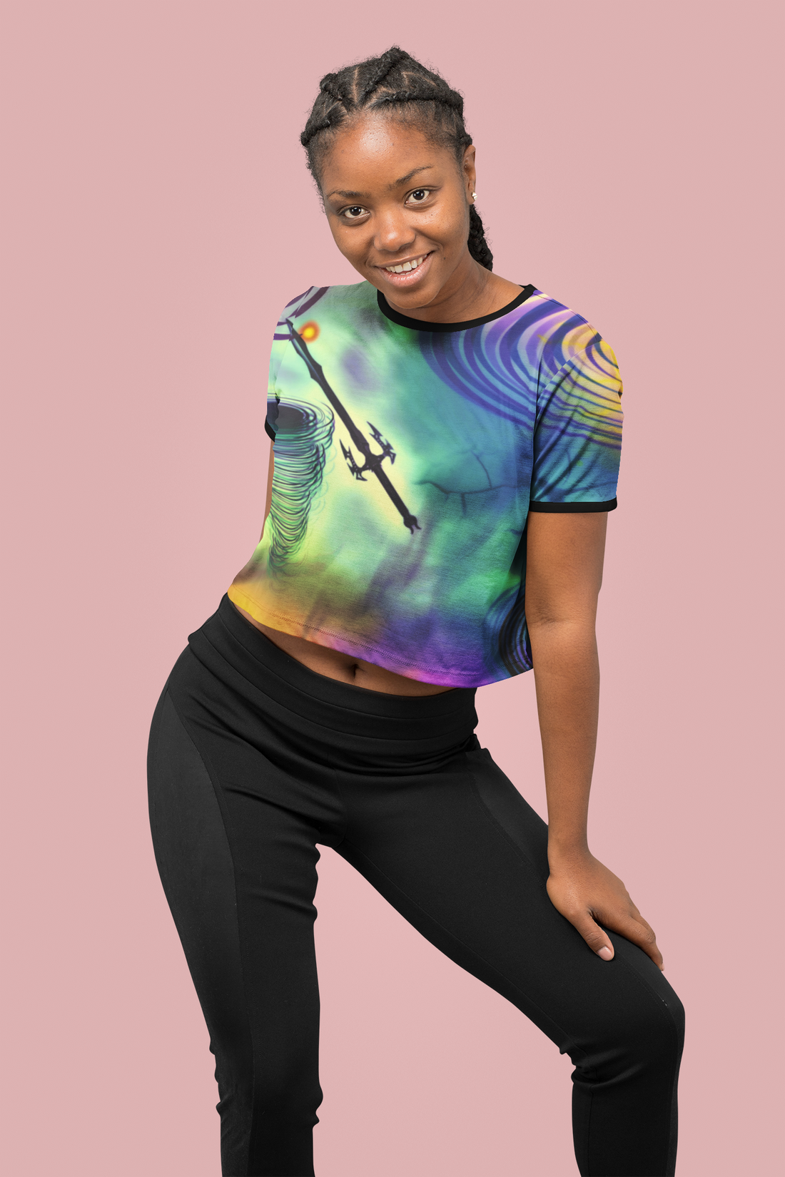 Anti Mind Control Green AOP Crop Tee