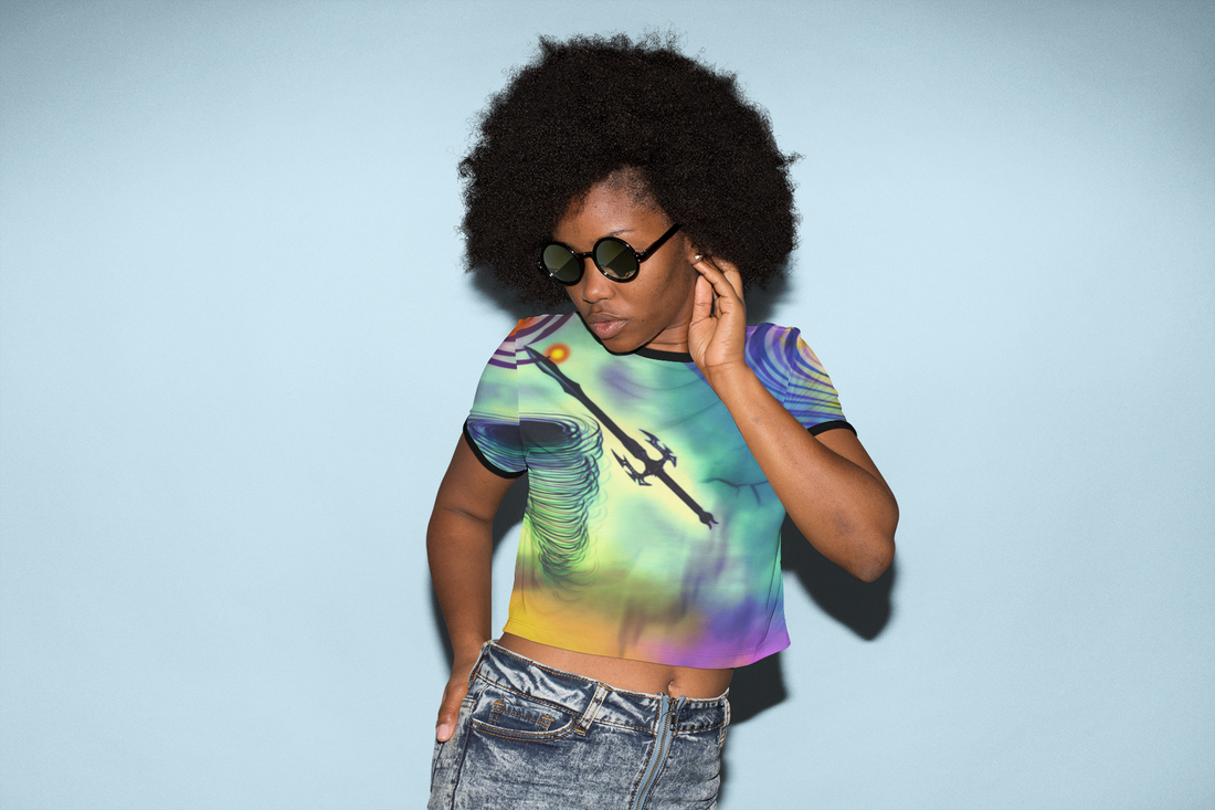 Anti Mind Control Green AOP Crop Tee