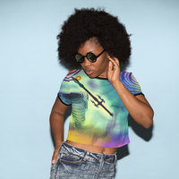 Anti Mind Control Green AOP Crop Tee