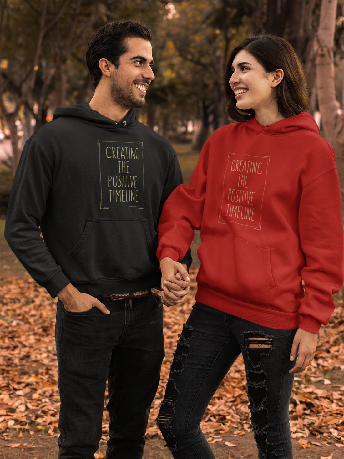 PositiveTimeline Unisex Red College Hoodie