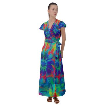 Neurotransmitters Activation Flutter Sleeve MAXI Dress