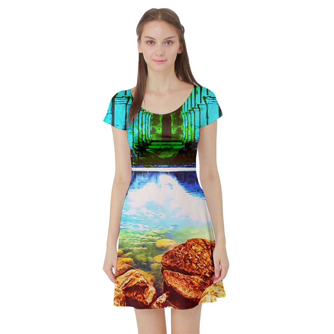 Protect your home and frequency Short Sleeve Skater Dress