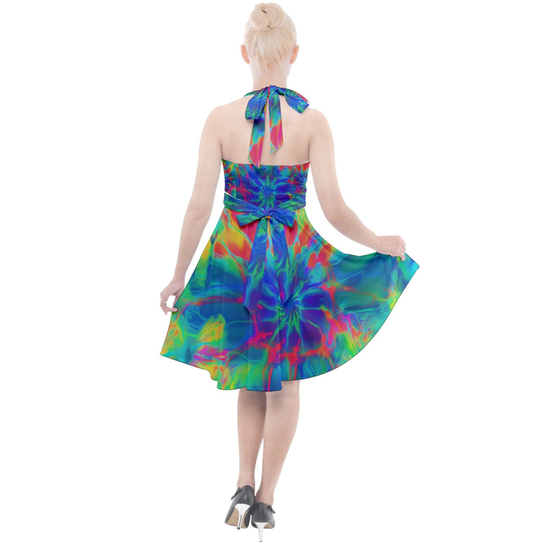Neurotransmitters Activation Halter Party Swing Dress