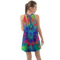 Neurotransmitters Activation Halter Tie Back Chiffon Dress