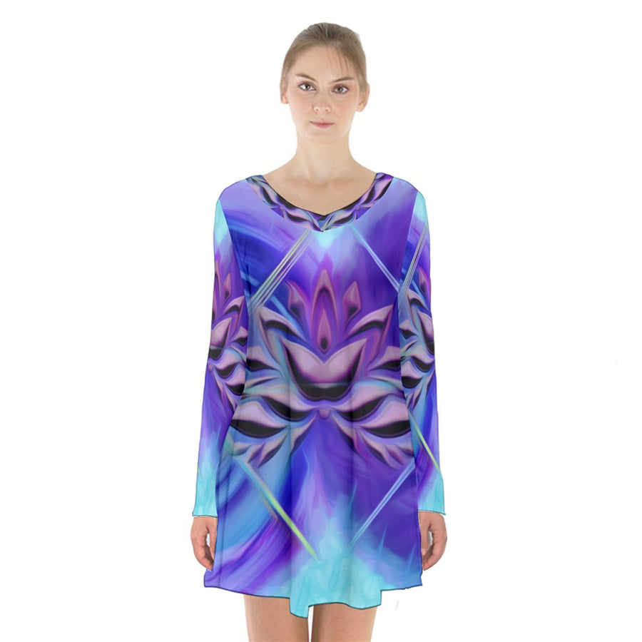 Twin Flames & Multidimensional Benefits Long Sleeve Velvet V-neck Dress